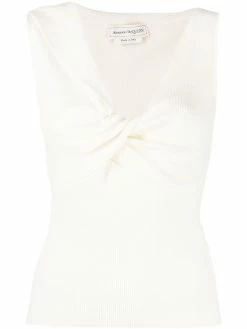 Alexander McQueen twist-front knitted top
