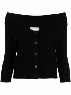 Alexander McQueen cold-shoulder cashmere knitted cardigan