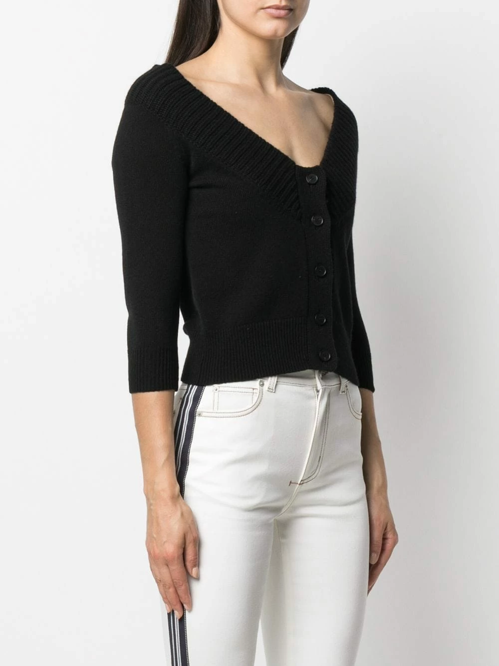 Alexander McQueen Cold shoulder cashmere knitted cardigan 3 Alexander McQueen cold-shoulder cashmere knitted cardigan