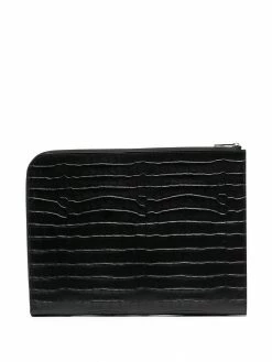 Alexander McQueen crocodile effect half-zip pouch