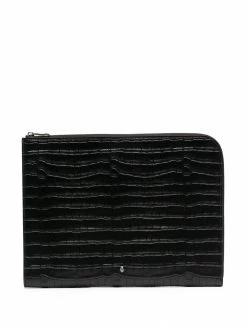 Alexander McQueen crocodile effect half-zip pouch