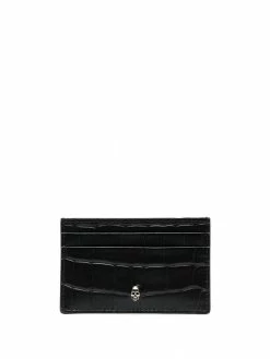 Alexander McQueen skull-motif crocodile-embossed cardholder