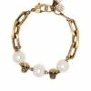 Alexander McQueen pearl-embellished skull bracelet