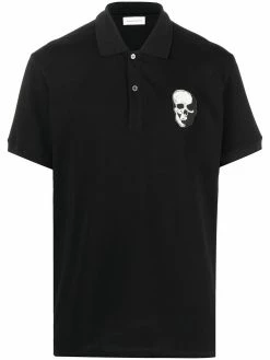 Alexander McQueen skull patch cotton polo shirt