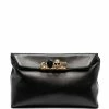Alexander McQueen crystal-embellished ring-detail clutch bag
