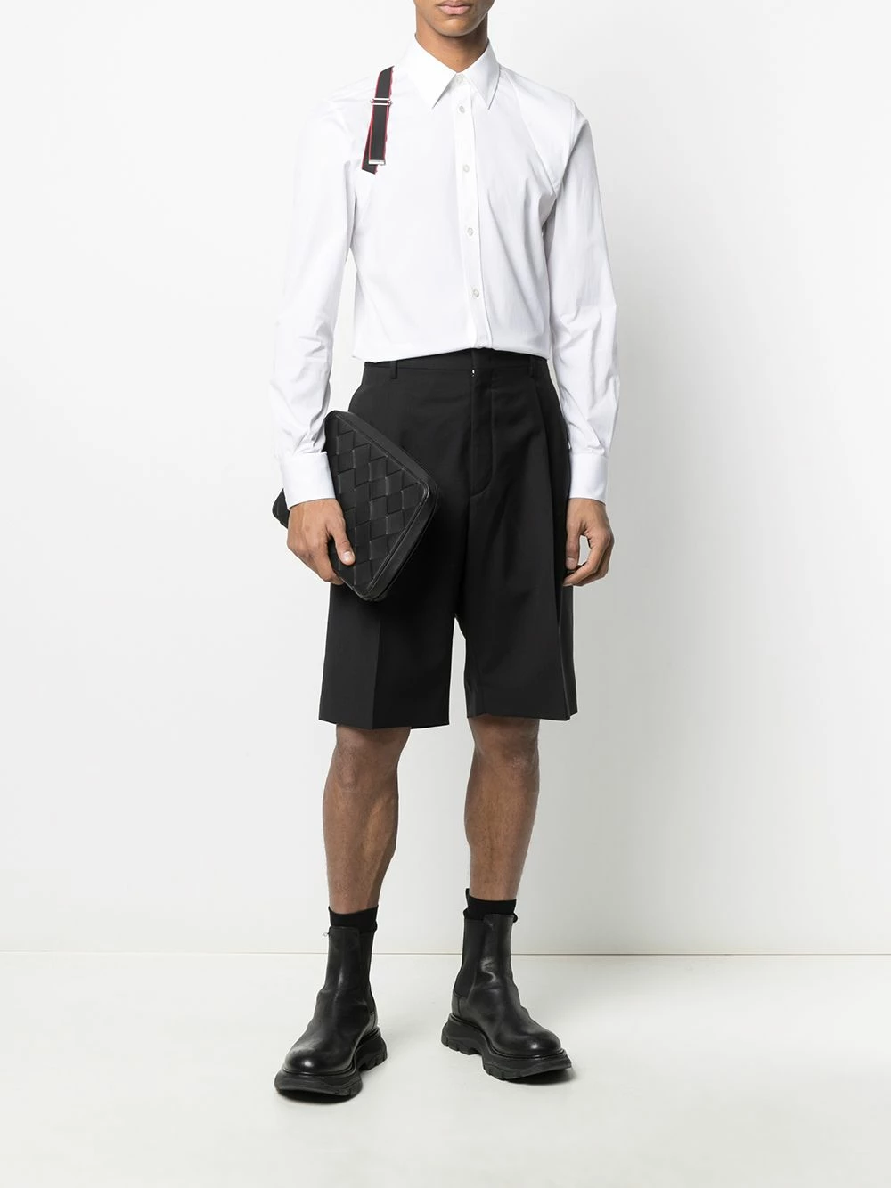 Alexander McQueen Logo strap button up shirt 2 Alexander McQueen logo-strap button-up shirt