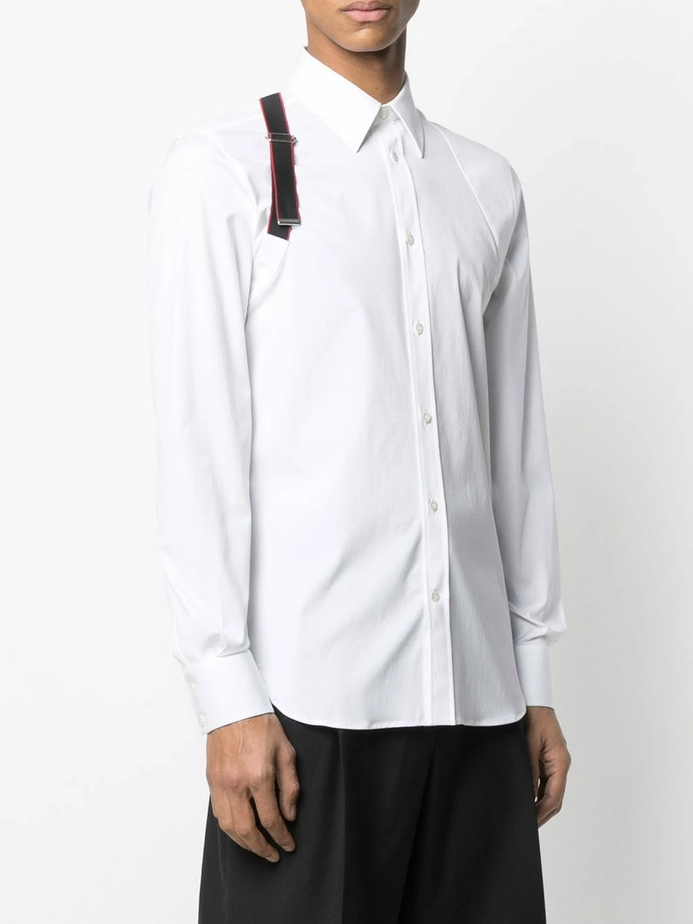 Alexander McQueen Logo strap button up shirt 3 Alexander McQueen logo-strap button-up shirt