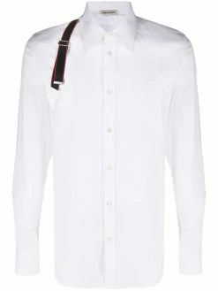 Alexander McQueen logo-strap button-up shirt