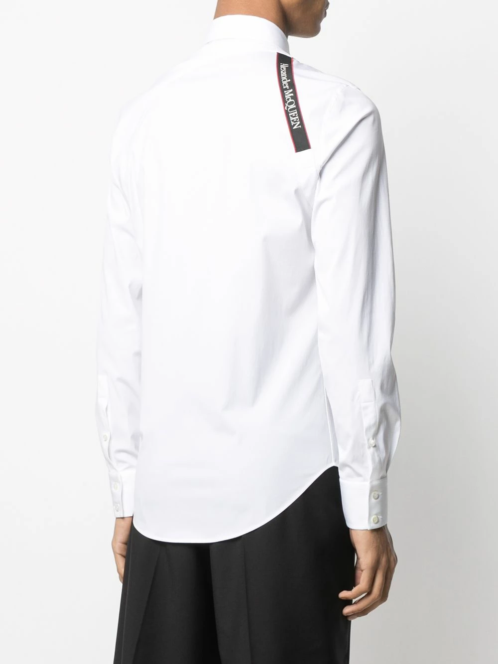Alexander McQueen Logo strap button up shirt 4 Alexander McQueen logo-strap button-up shirt