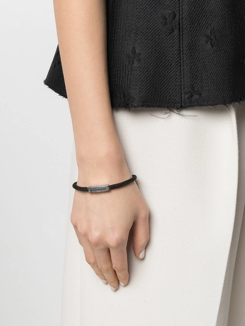 Alexander McQueen Logo engraved plaque bracelet 2 Alexander McQueen logo-engraved plaque bracelet