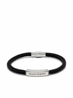 Alexander McQueen logo-engraved plaque bracelet