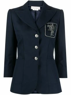 Alexander McQueen embellished logo patch blazer