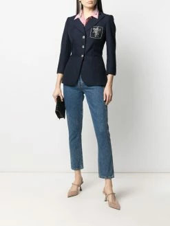 Alexander McQueen embellished logo patch blazer