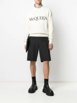 Alexander McQueen logo-embroidered knitted jumper