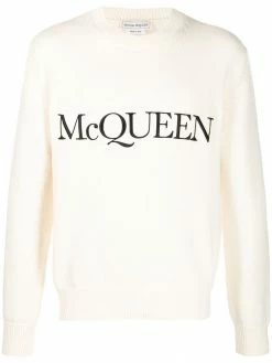 Alexander McQueen logo-embroidered knitted jumper