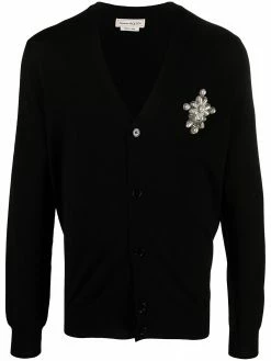 Alexander McQueen brooch-detail wool cardigan