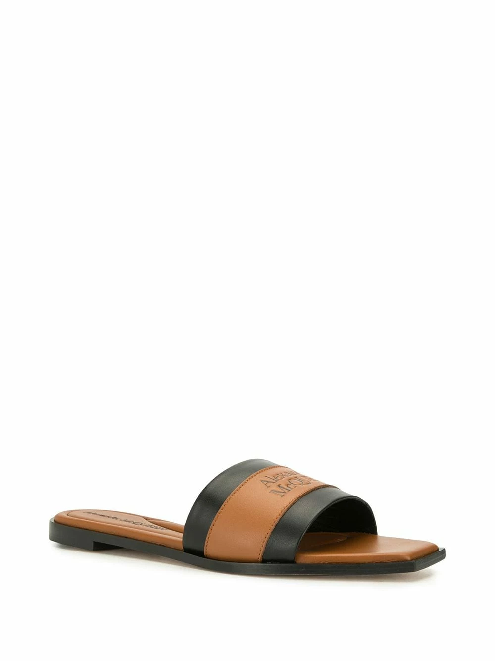 Alexander McQueen Logo embossed leather sandals 2 Alexander McQueen logo-embossed leather sandals