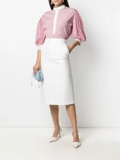 Alexander McQueen vertical-stripe collarless blouse