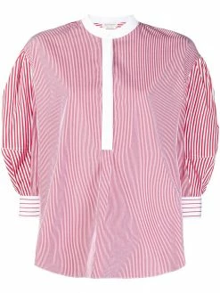 Alexander McQueen vertical-stripe collarless blouse