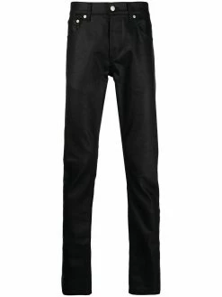 Alexander McQueen leather slim-cut jeans