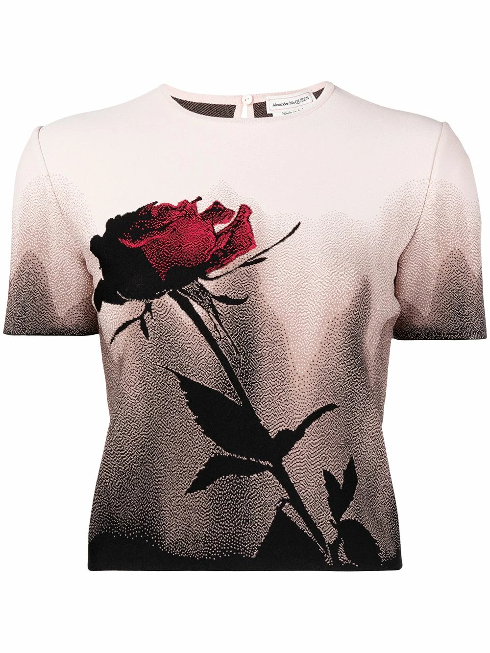 Alexander McQueen Rose print cropped T shirt 1 Alexander McQueen rose print cropped T-shirt
