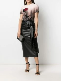 Alexander McQueen rose print cropped T-shirt