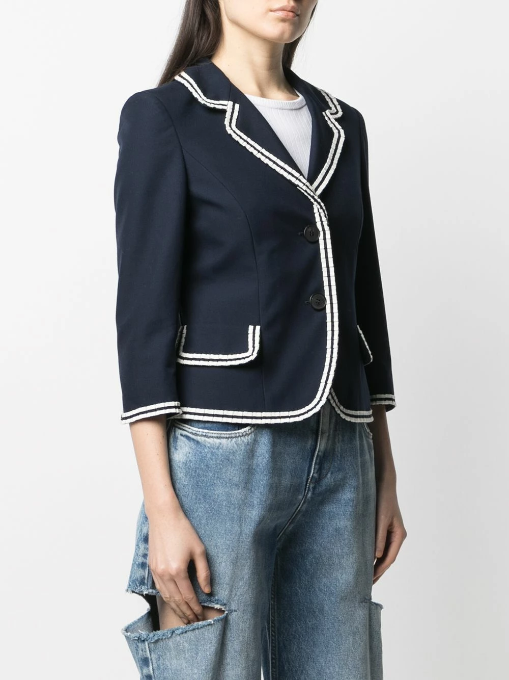 Alexander McQueen Contrast trim blazer 3 Alexander McQueen contrast-trim blazer