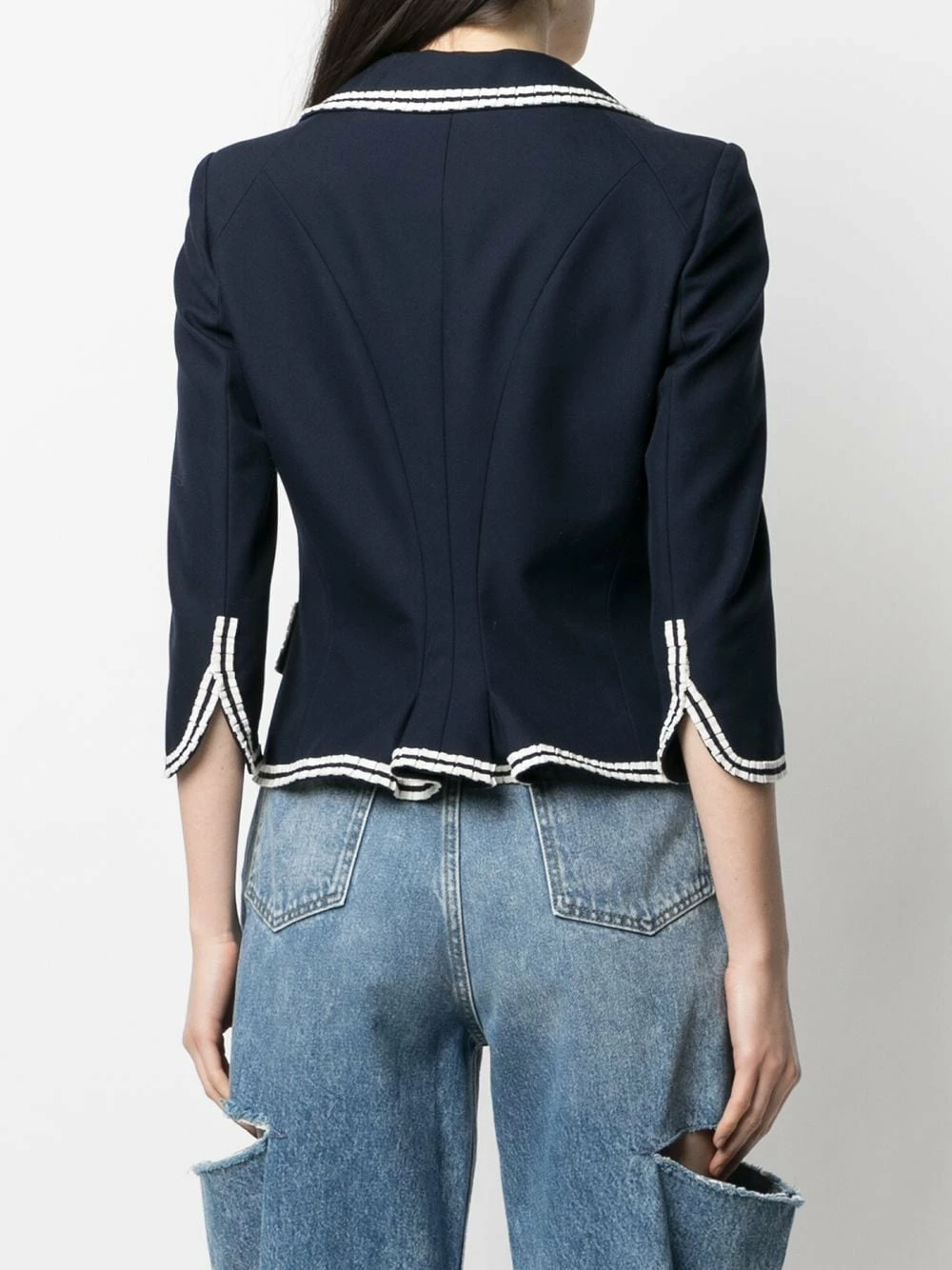 Alexander McQueen Contrast trim blazer 4 Alexander McQueen contrast-trim blazer