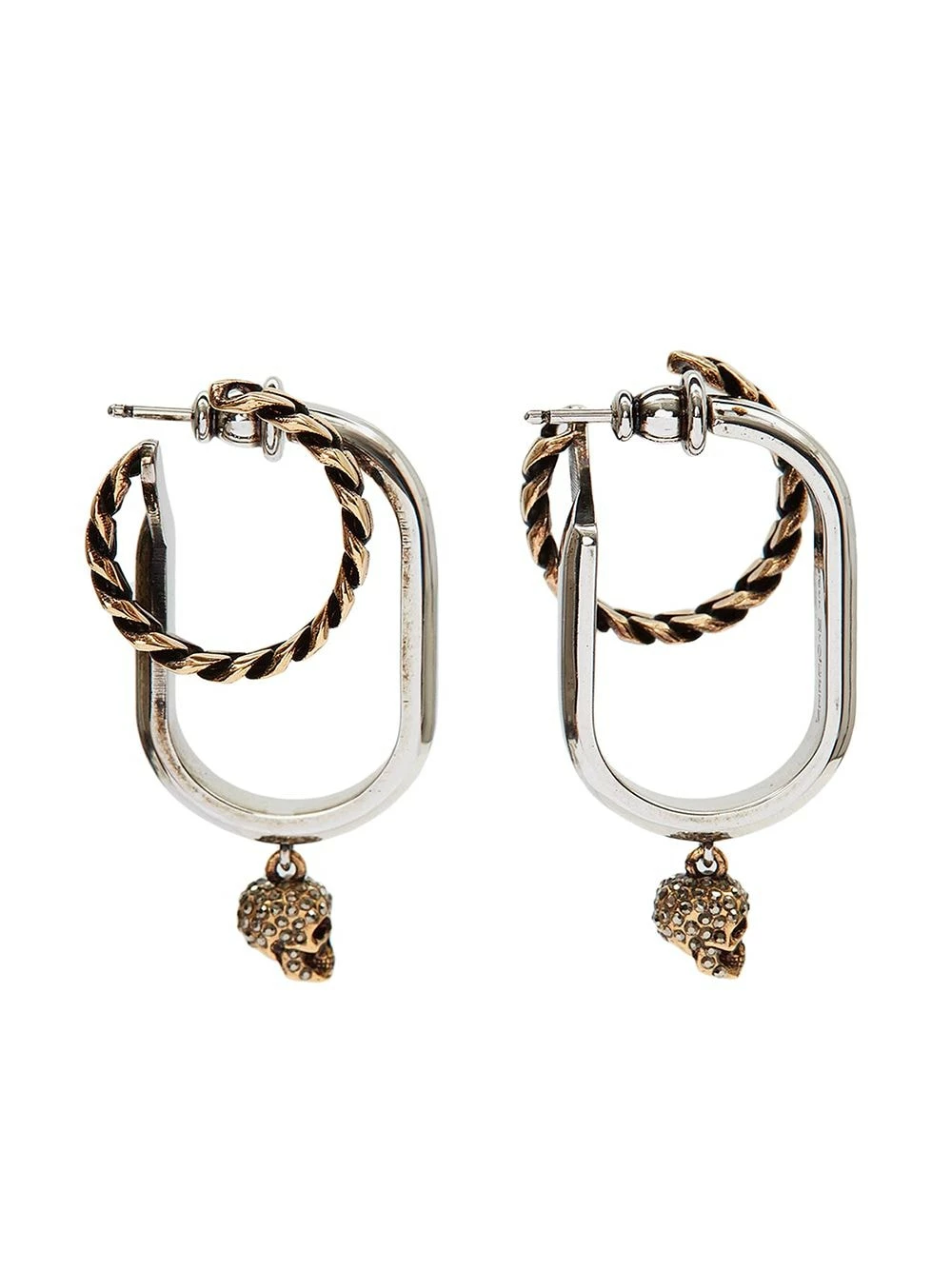 Alexander McQueen Double hoop skull earrings 2 Alexander McQueen double hoop skull earrings
