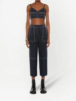 Alexander McQueen contrast-stitch crop top