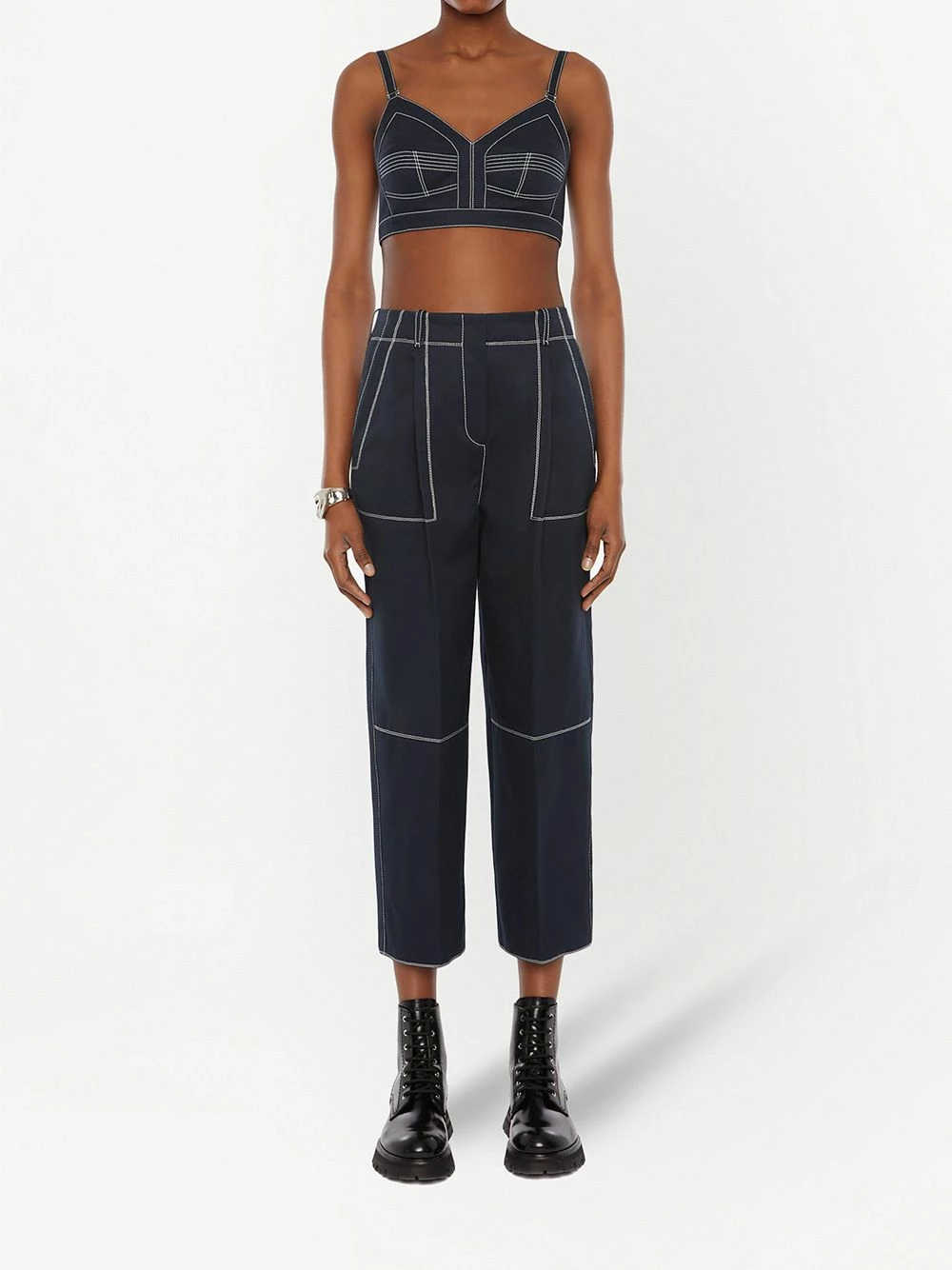 Alexander McQueen Contrast stitch crop top 2 Alexander McQueen contrast-stitch crop top