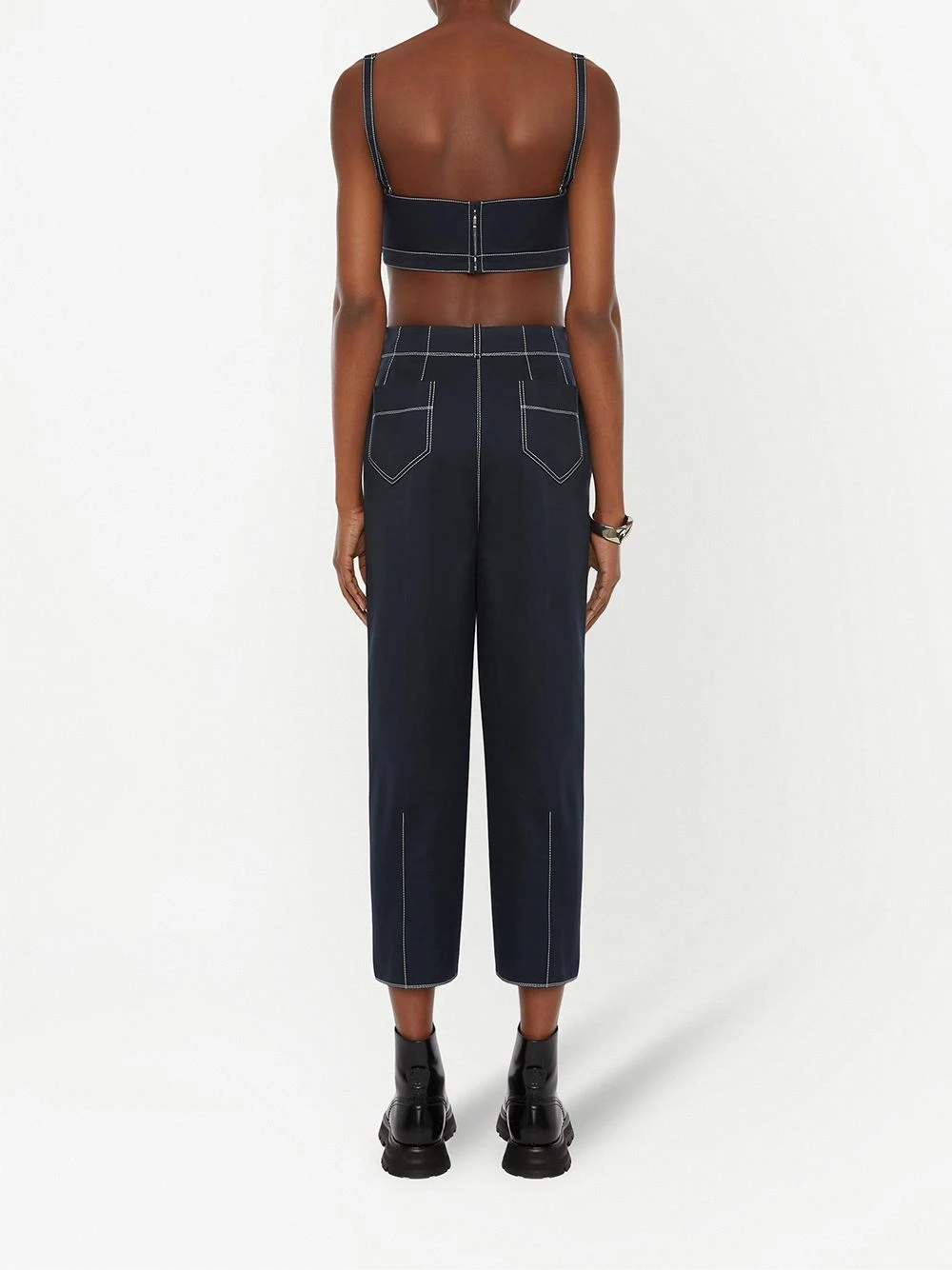 Alexander McQueen Contrast stitch crop top 4 Alexander McQueen contrast-stitch crop top