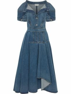 Alexander McQueen V-neck midi denim dress