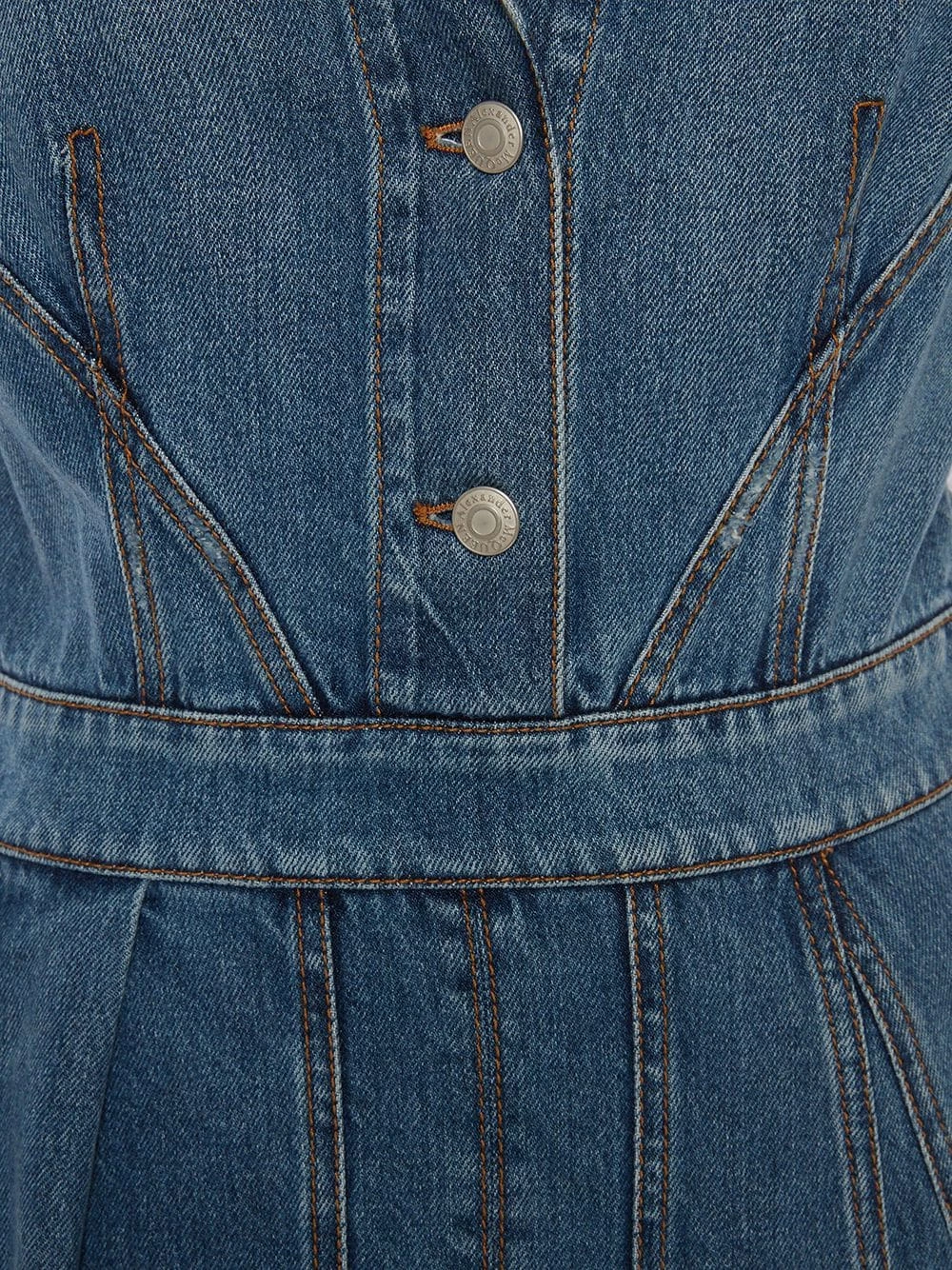 Alexander McQueen V neck midi denim dress 5 Alexander McQueen V-neck midi denim dress