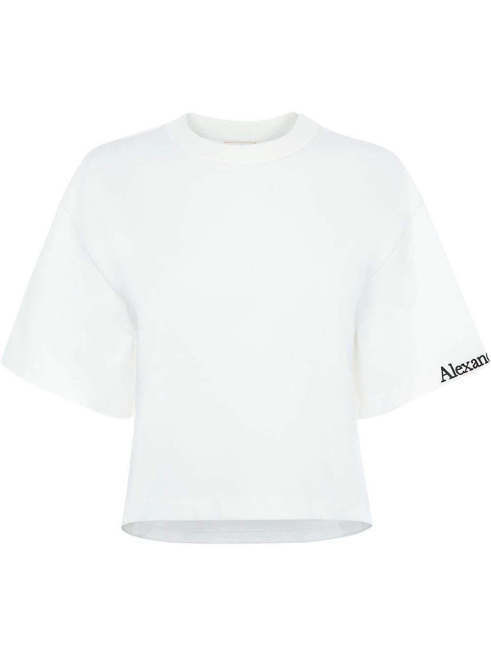 Alexander McQueen Embroidered logo cropped T shirt 1 Alexander McQueen embroidered logo cropped T-shirt