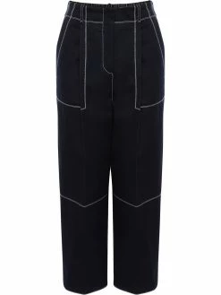 Alexander McQueen contrast-stitching cropped trousers