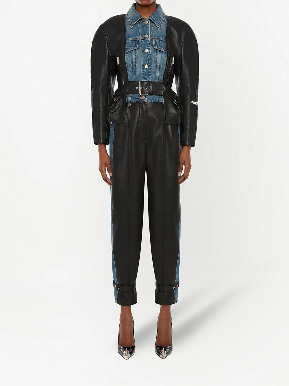 Alexander McQueen Panelled ankle strap trousers 2 Alexander McQueen panelled ankle-strap trousers