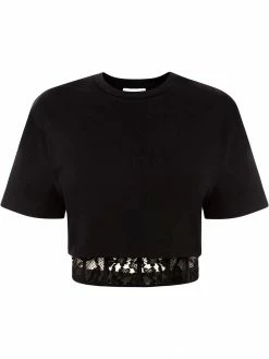 Alexander McQueen lace-hem cropped T-shirt