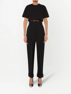 Alexander McQueen lace-hem cropped T-shirt