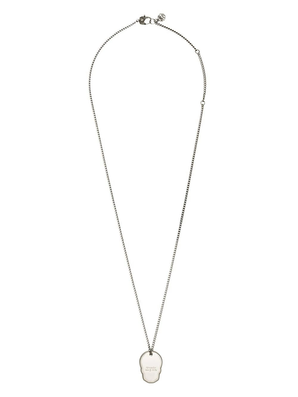 Alexander McQueen Skull Tag curb chain necklace 1 Alexander McQueen Skull Tag curb-chain necklace
