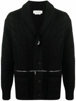 Alexander McQueen mix-knit wool cardigan
