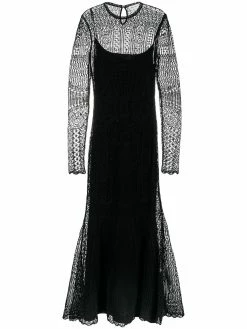Alexander McQueen crochet knit flared evening dress