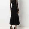 Alexander McQueen crochet knit flared evening dress