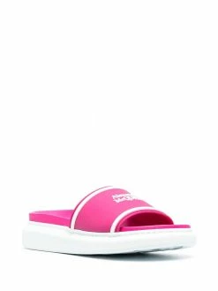 Alexander McQueen logo-print platform slides