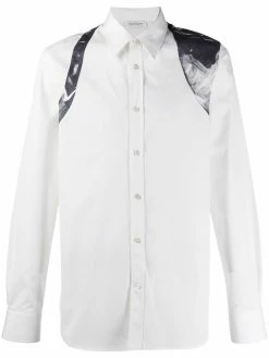 Alexander McQueen abstract print harness detail shirt