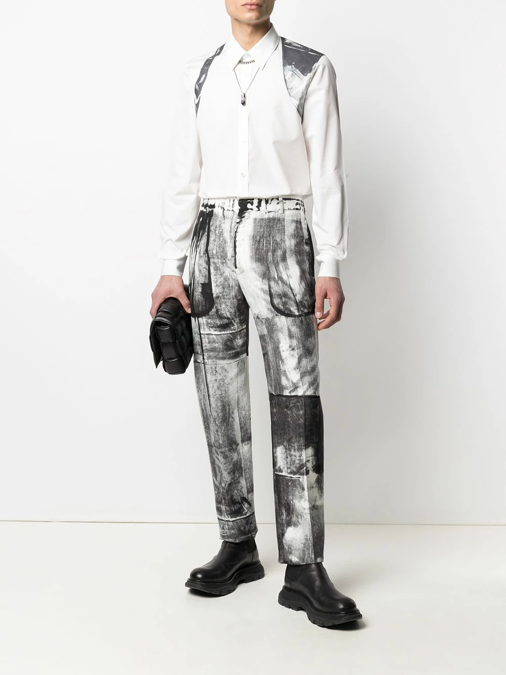 Alexander McQueen Abstract print harness detail shirt 2 Alexander McQueen abstract print harness detail shirt