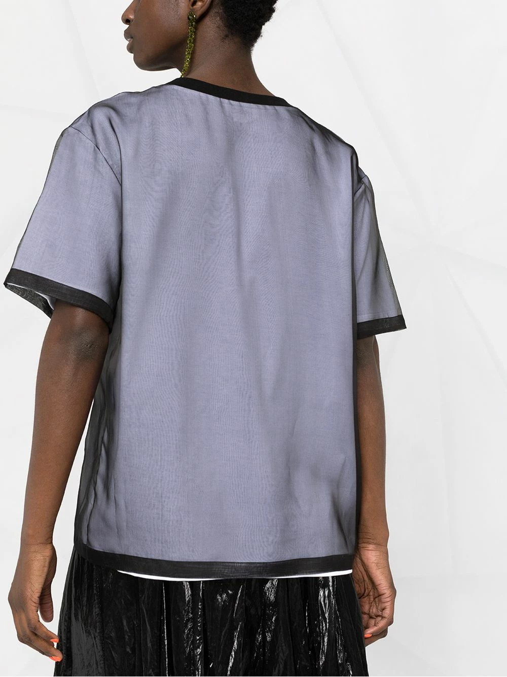 Alexander McQueen Mesh overlay T shirt 3 Alexander McQueen mesh-overlay T-shirt
