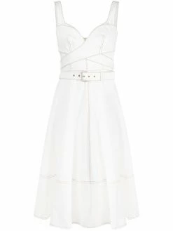 Alexander McQueen exposed-stitch flared dress