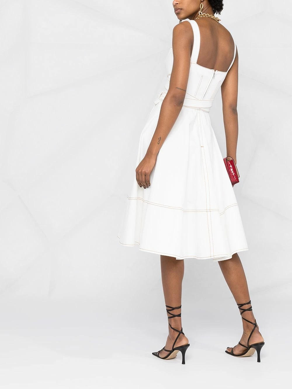 Alexander McQueen Exposed stitch flared dress 4 Alexander McQueen exposed-stitch flared dress