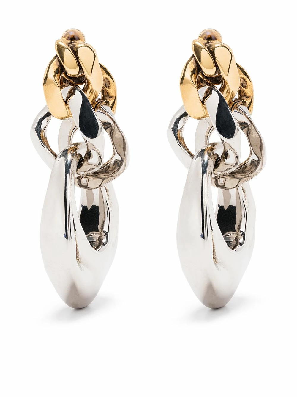 Alexander McQueen Two tone chain sculptural earrings 1 Alexander McQueen two-tone chain sculptural earrings